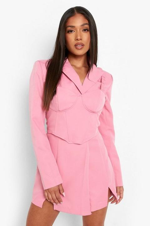 Womens Petite Blazer And Bralet Mini Dress - Pink - 8, Pink