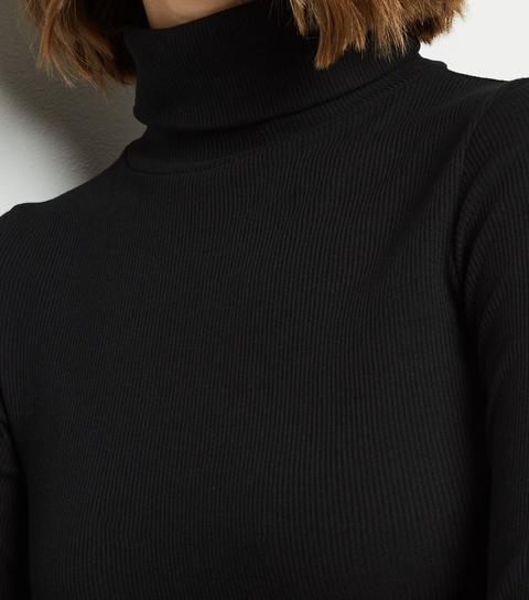 Black Ribbed Long Sleeve Roll Neck Top New Look from NEW LOOK on 21 Buttons