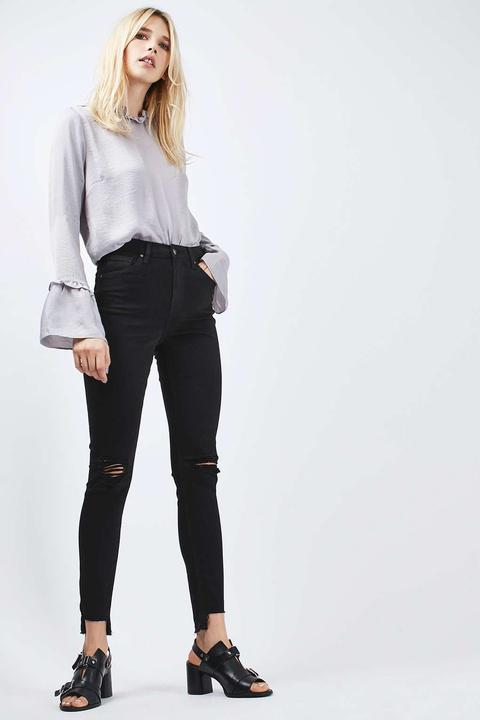 Moto Black Ripped Step Hem Jamie Jeans