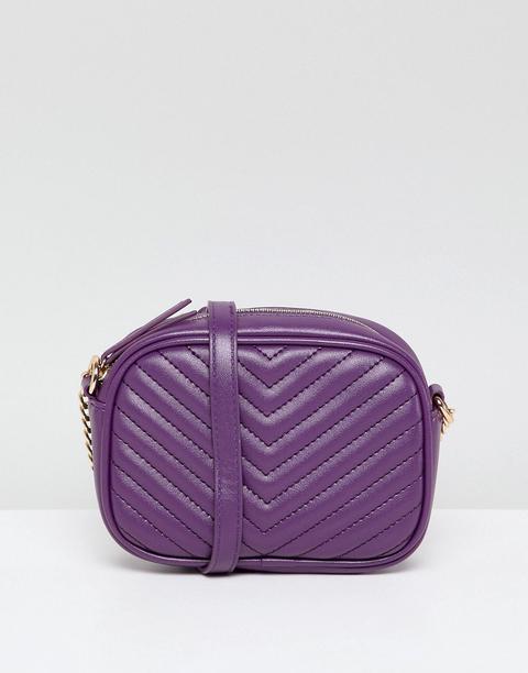 Bolso Bandolera Guateado En Morado De New Look