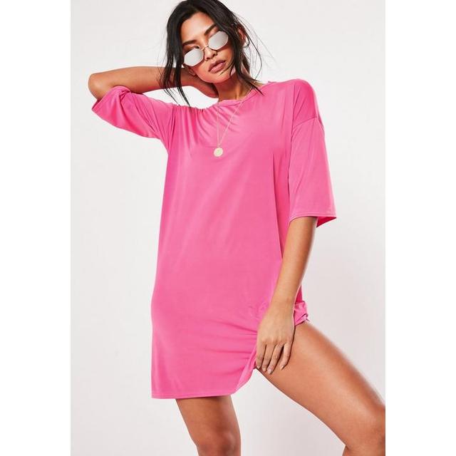 Neon Pink Short Sleeve Oversized T ...