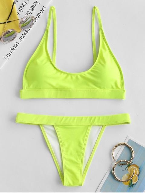 Zaful Conjunto De Bikini De Cami De Neón Tea Green