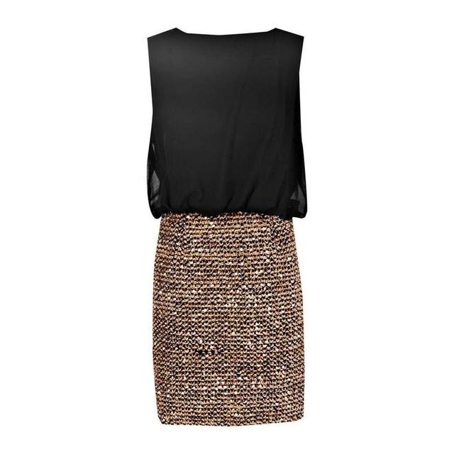 2 in 1 chiffon top sequin skirt bodycon dress