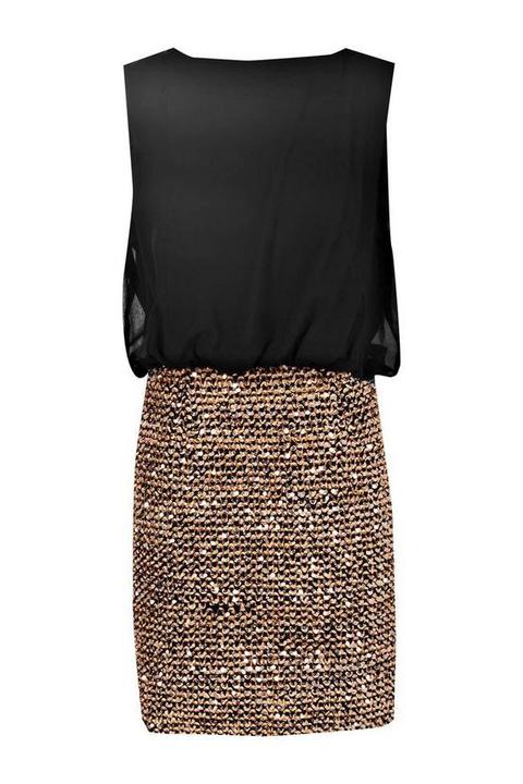 sequin skirt dress with chiffon top