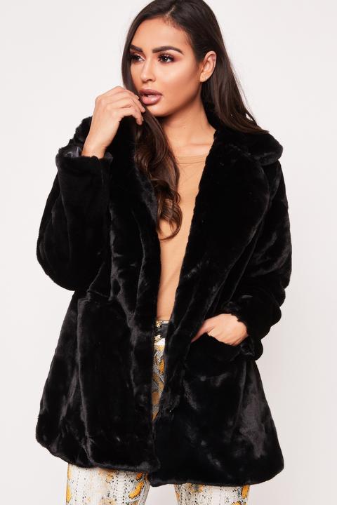 Amelia Black Faux Fur Coat