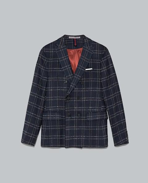 Blazer Da Completo A Quadri Blu Navy