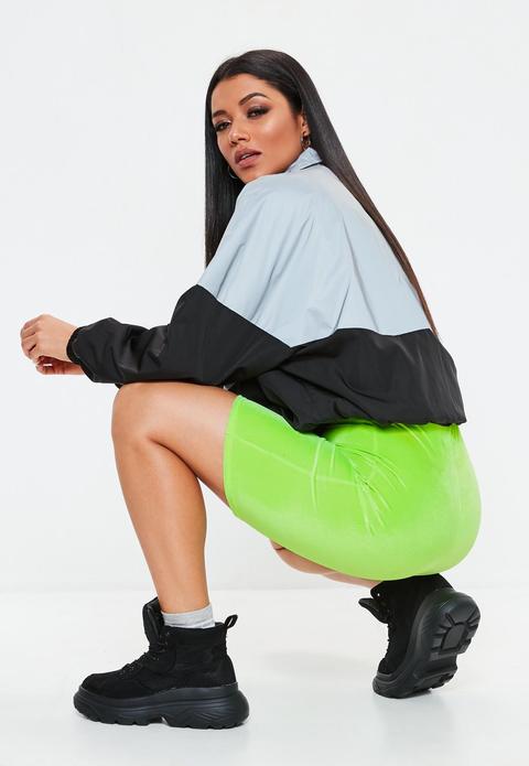 Green Neon Velvet Cycling Shorts, Lime