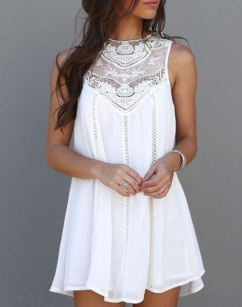 Mini Dress In Pizzo Bianco