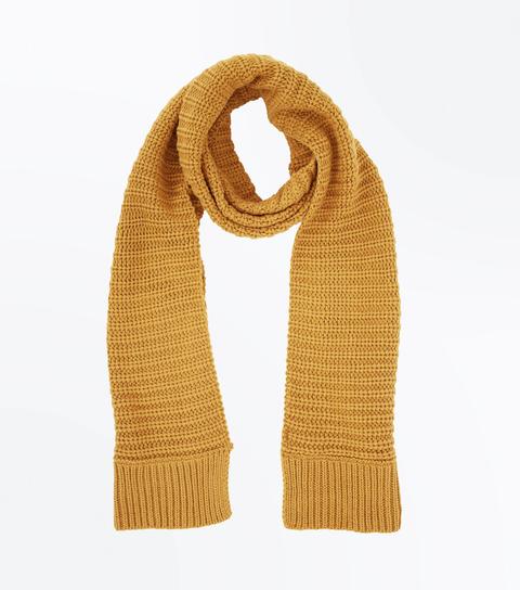 Yellow Ribbed Knit Scarf