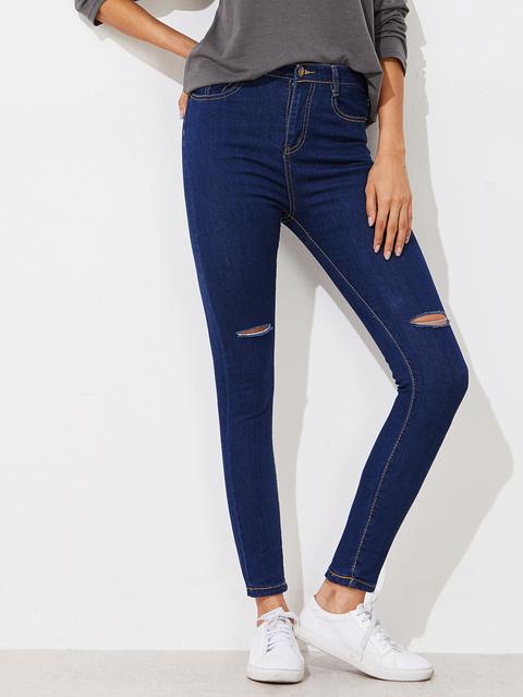 Ripped Skinny Ankle Jeans