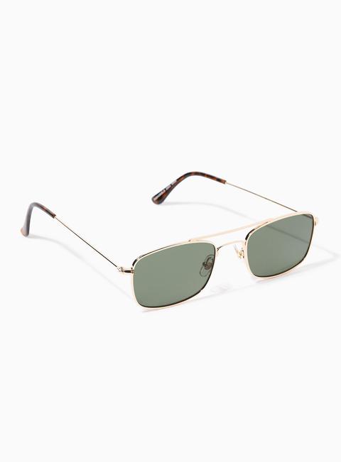 Gold Metal Rectangle Sunglasses