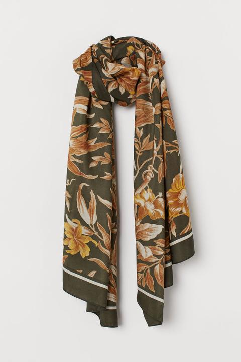 Écharpe En Satin À Motif - Vert