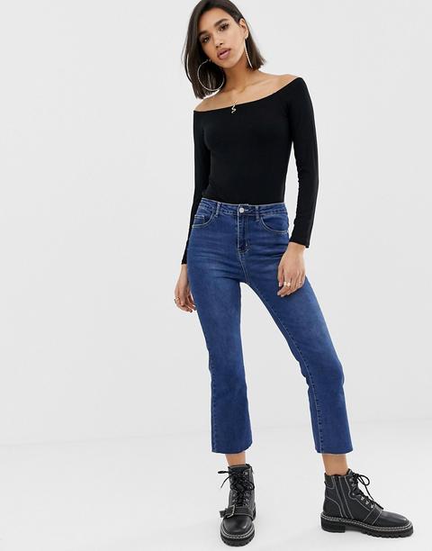 Asos Design - Top Nero A Maniche Lunghe Con Spalle Scoperte - Nero