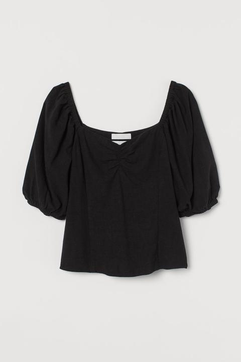 Top En Mezcla De Lino - Negro