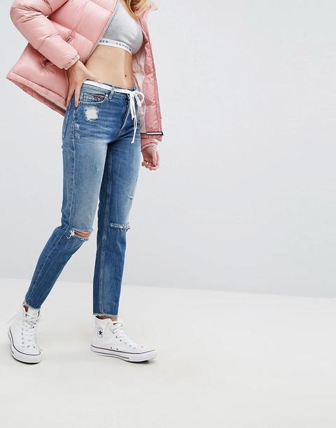 Tommy Jeans - Izzy - Jeans Mit Hohem Bund Und Zierrissen Am Knie - Blau