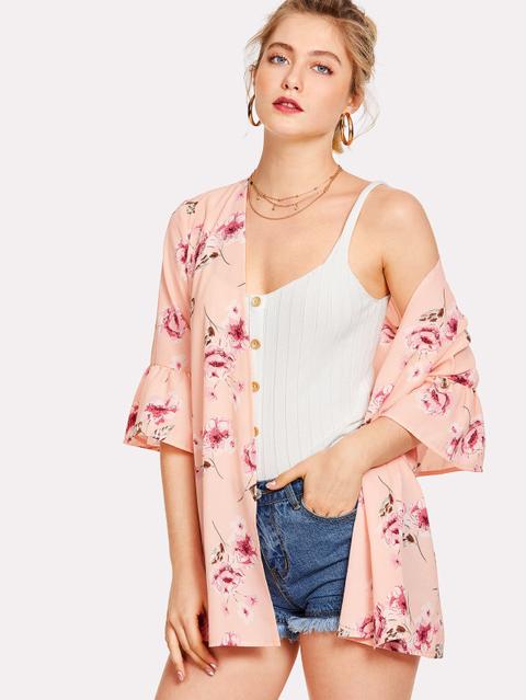 Kimono Con Stampa Floreale