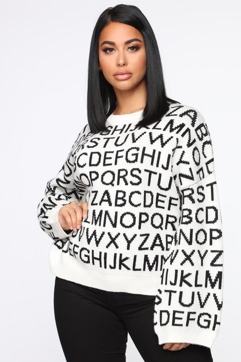 Write Me A Letter Sweater - White/black