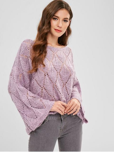 Zaful Jersey Suelto De Punto Wisteria Purple