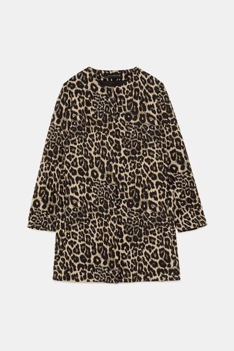 Leopard Print Jacquard Coat