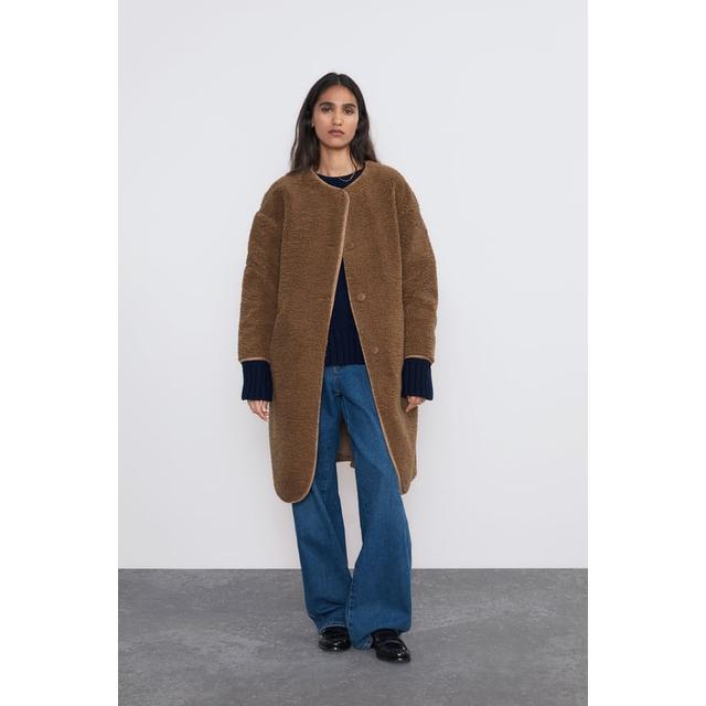 faux shearling coat zara