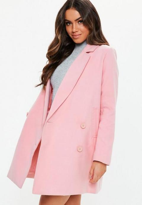 Pink Double Breasted Formal Coat, Rose Pink