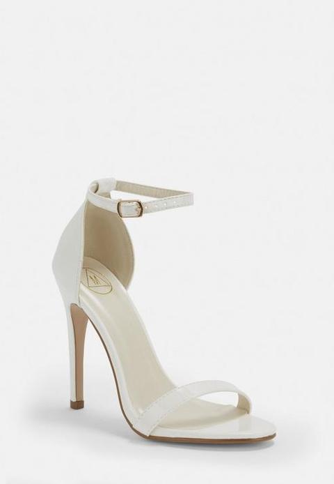 White Patent Barely There Heels, White