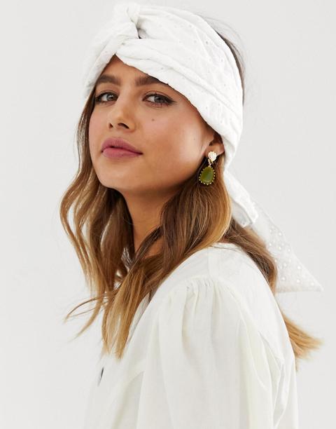 Asos Design - Bandeau Brodé Avec Torsade Sur Le Devant-blanc