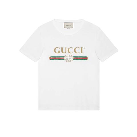 Camiseta Extragrande Lavada Con Logo Gucci