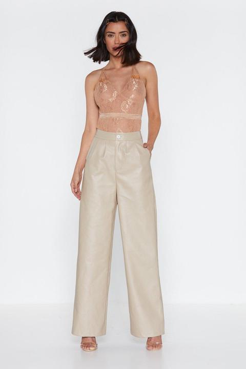 Wide On Time Faux Leather Pants
