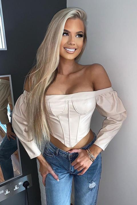 Juliette Off Shoulder Corset Top - Nude