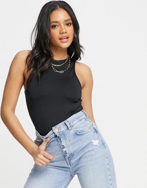 Asos Design Hourglass Racer Vest Bodysuit In Black