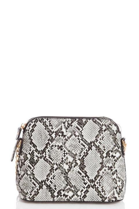 Grey Snake Print Cross Body Bag