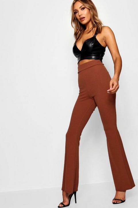 Crêpe Ton Sur Ton Pantalon Skinny - Marron Chocolat - 36, Marron Chocolat