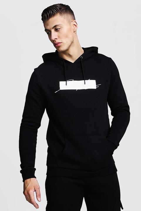 Hoodie Mit Reflektierendem Print Und Aufgestickter Man-signatur