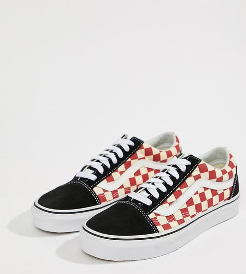 Vans - Old Skool - Sneakers A Scacchi Neri E Rossi - Rosso