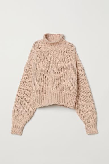 H & M - Pullover A Collo Alto A Coste - Arancione