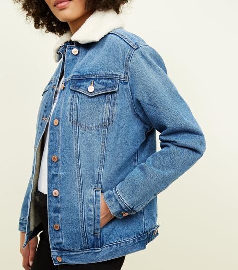 denim blue borg lined jacket