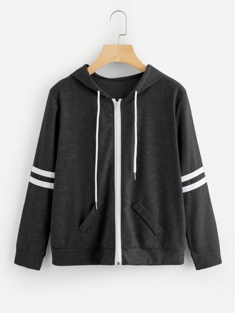 Chaqueta De Capucha A Raya Universitaria