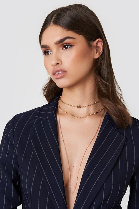 Chain Layered Stone Choker Gold/brown