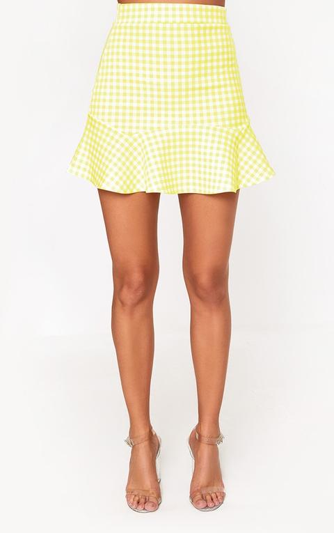 Yellow Gingham Flippy Hem Mini Skirt