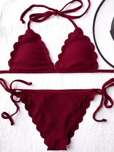 Scalloped Tie Side String Bikini