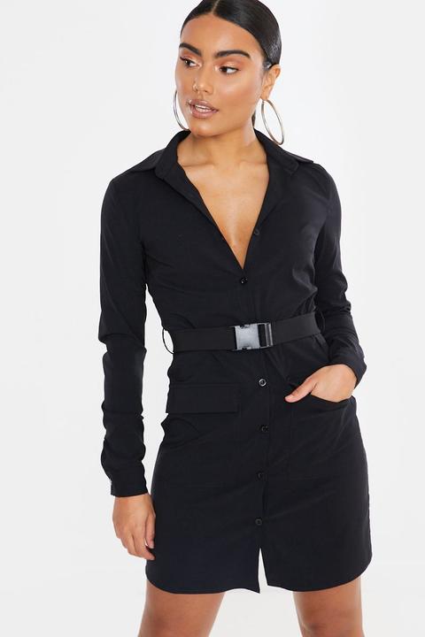 Black Dresses - Kaydis Black Buckle Belt Utility Dress