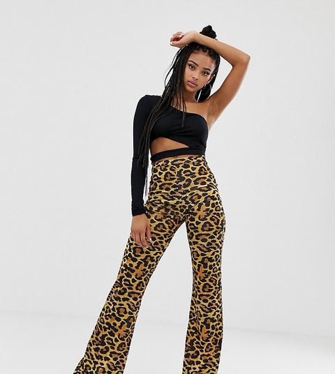 Collusion Flare Pants In Leopard Print - Multi