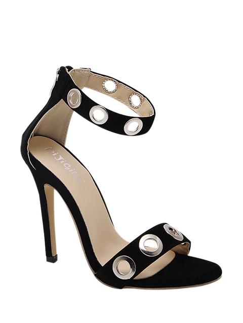 Hollow Out Zipper Stiletto Heel Sandals