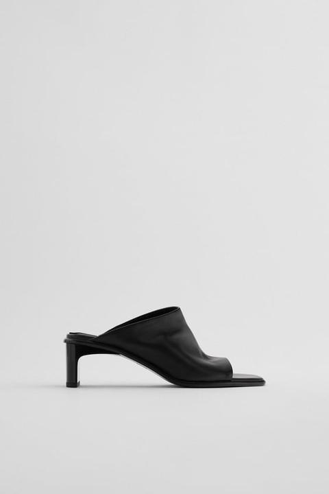 Mules À Talons En Cuir Minimaliste
