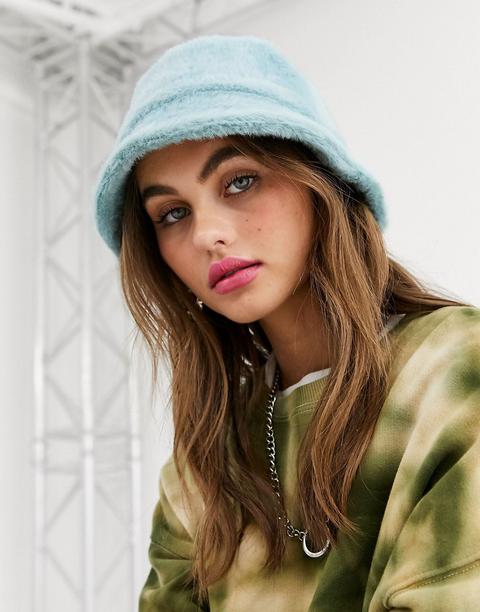 Asos Design Fluffy Bucket Hat-blue