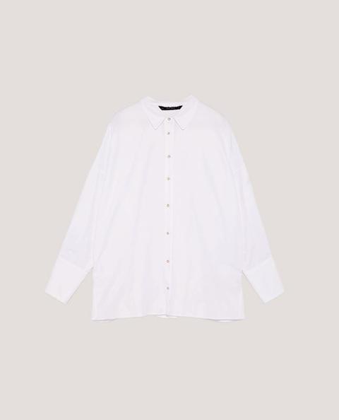 Camisa Oversize Botón Perla
