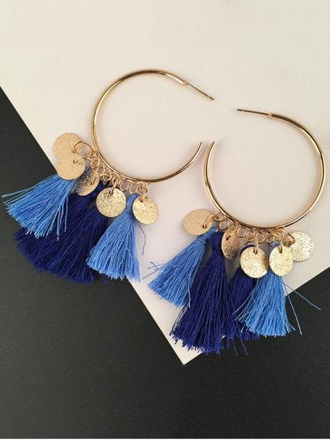 Tassel Circle Disco Hoop Drop Pendientes Blue Blue+rose Red+purple+green Colormix Black And Grey Green