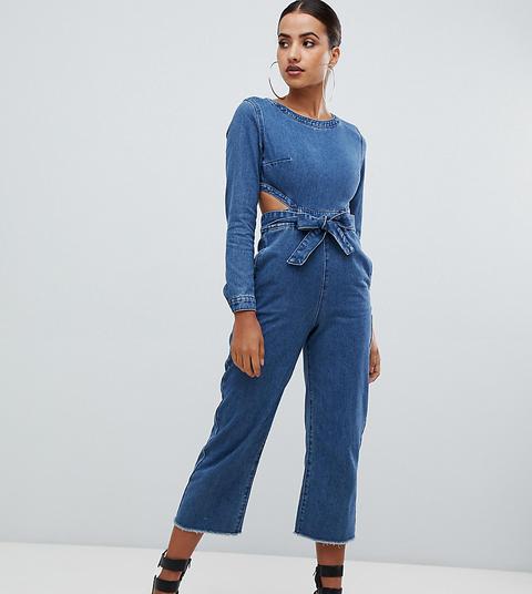 Mono Vaquero Largo En Azul Con Abertura De Missguided