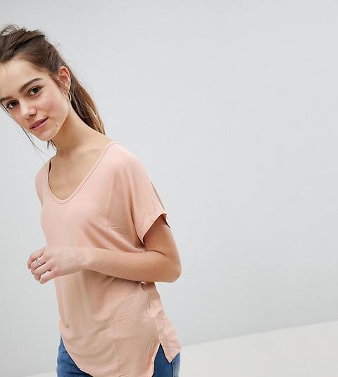 Asos Design Petite - T-shirt Rosa Con Maniche A Pipistrello Drappeggiate - Rosa